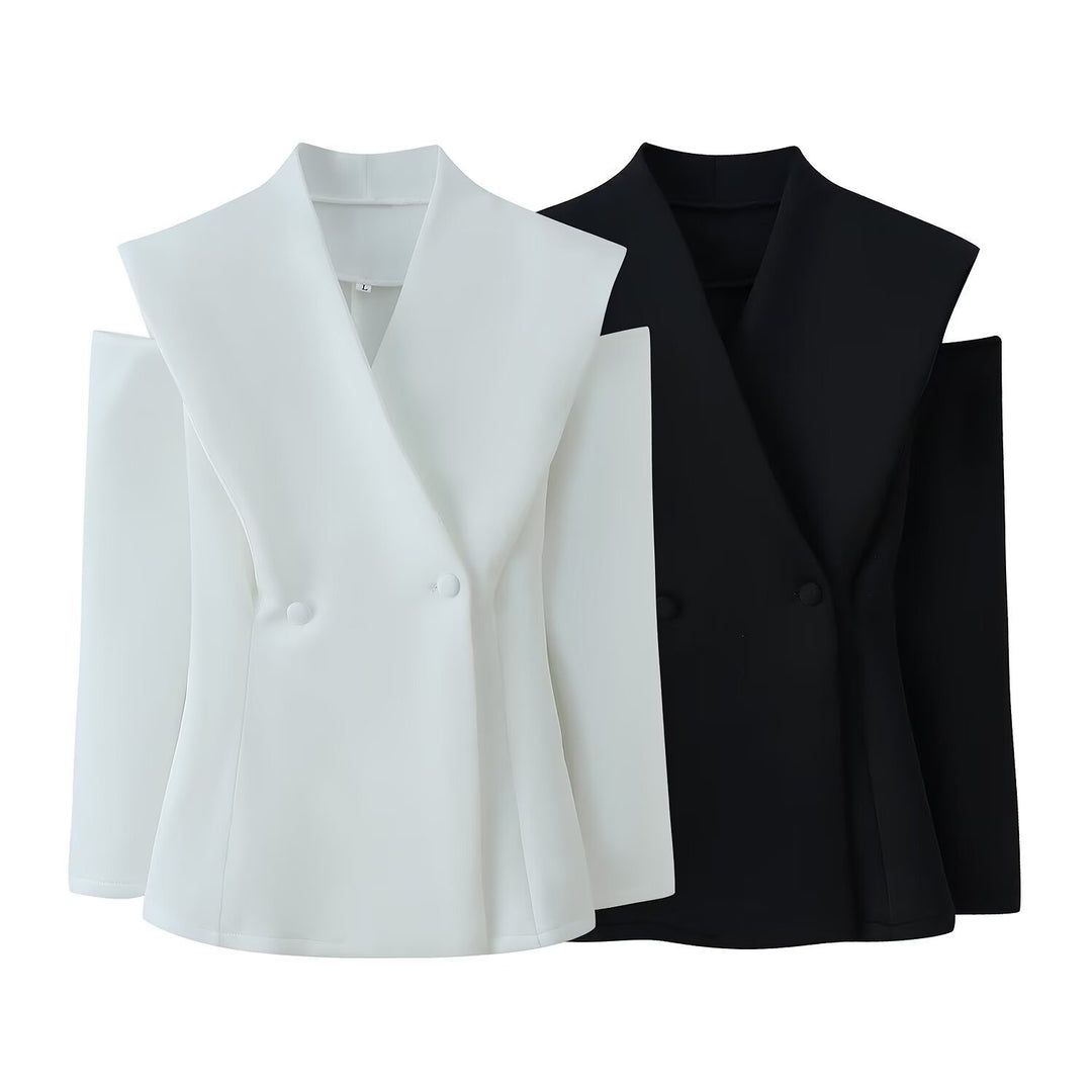 Damen elegante Blazerjacke mit modernem Schnitt und außergewöhnlichem Kragen Echo Archiv