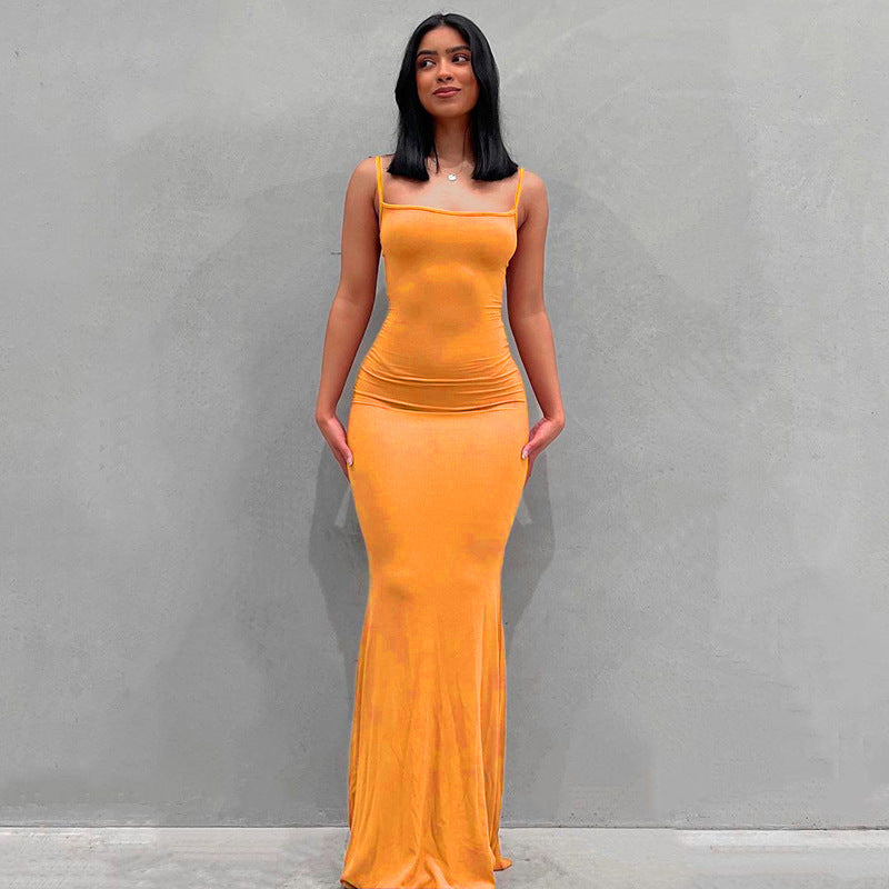 Damen Körperbetontes Maxi‑Jerseykleid mit taillierter Drapierung, langen Ärmeln und ausgestelltem Saum – Valéora