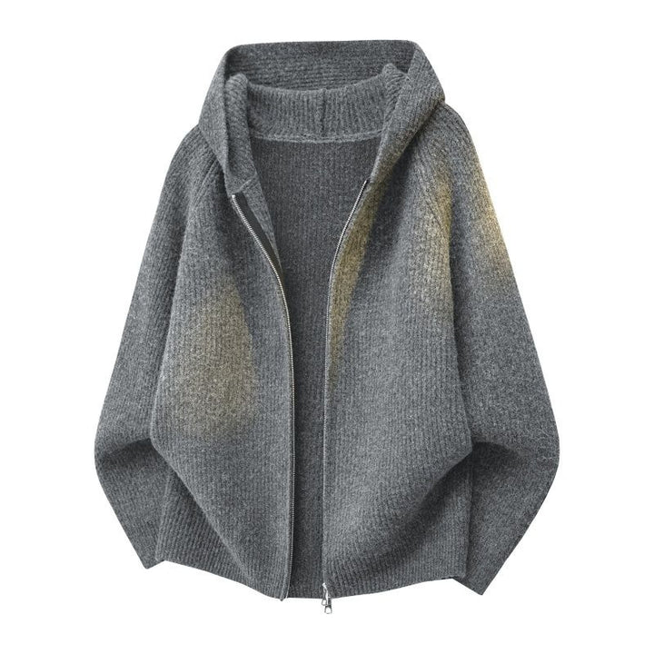 Damen Oversize Strick‑Kapuzencardigan mit durchgehendem Reißverschluss Echoarchiv