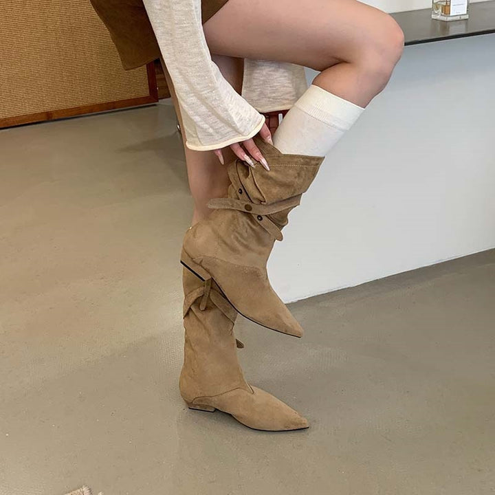 Damen Modische Stiefeletten aus Wildleder mit Wickel-Design Echo Archiv