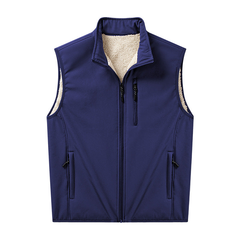 Herren Sherpa-gefütterte Softshell-Weste mit Stehkragen und Reißverschlusstaschen Echoarchiv
