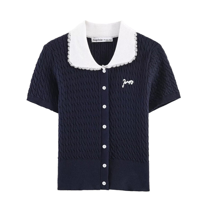 Damen Strickbluse mit eleganter Kragenverzierung Echo Archiv