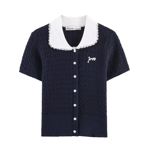 Damen Strickbluse mit eleganter Kragenverzierung Echo Archiv