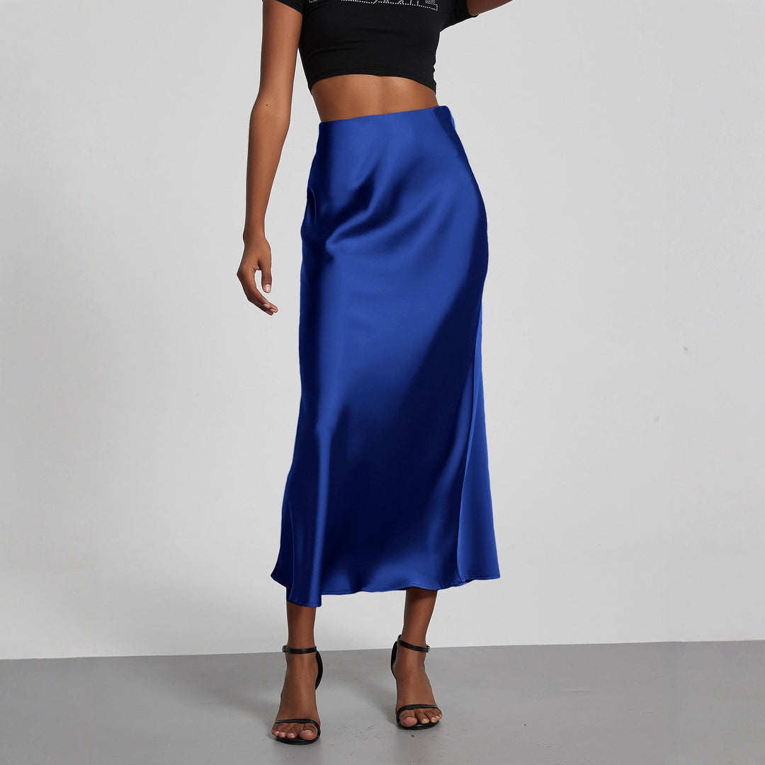 Damen Stilvolle Satin-Stretchrock mit hohem Bund und fließendem Schnitt Echoarchiv