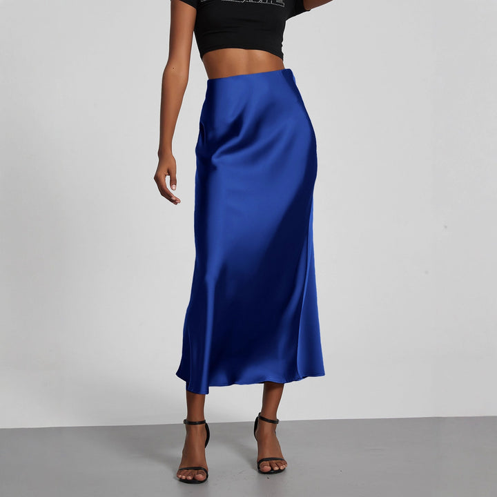 Damen Stilvolle Satin-Stretchrock mit hohem Bund und fließendem Schnitt Echoarchiv