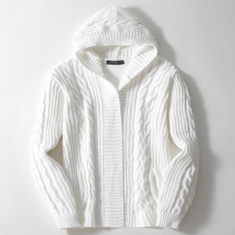 Herren Strickjacke mit großem Kragen und Zopfmuster Echoarchiv