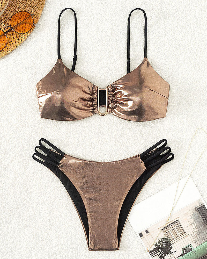 Damen Hochglänzender Bikini mit elegantem Ringdetail Echo Archiv