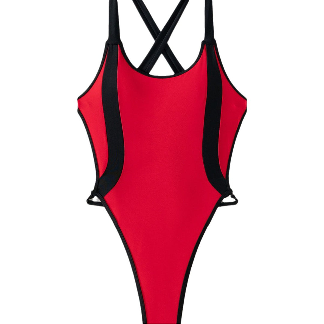 Damen Sportlicher Einteiler mit hohem Beinausschnitt und stylishem Kontrast Echo Archiv