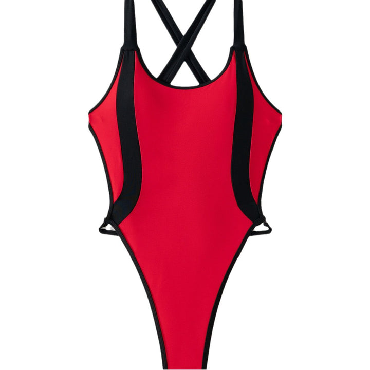 Damen Sportlicher Einteiler mit hohem Beinausschnitt und stylishem Kontrast Echo Archiv