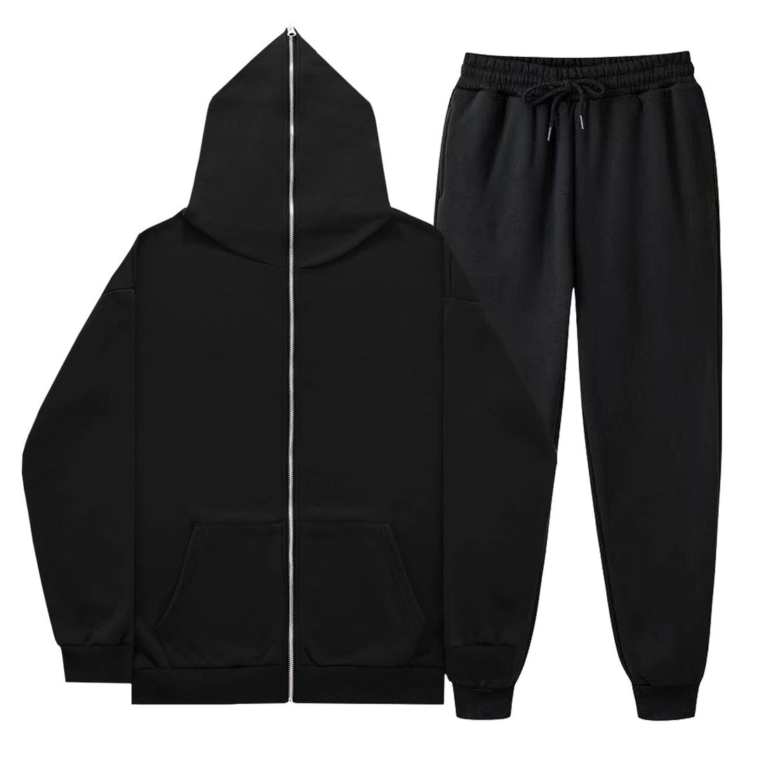 Unisex leichter French-Terry Zip-Hoodie und tapered Jogginghose Set mit Raglanärmeln, Kängurutasche und elastischem Komfortbund – Auréline