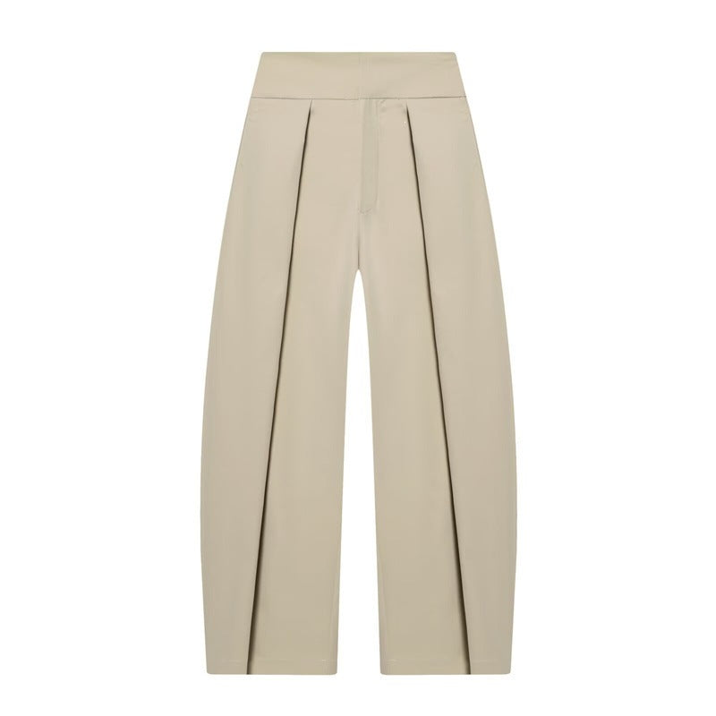 Damen Weite Plissée-Jerseyhose mit hoher Taille und Bügelfalte Echo Archiv
