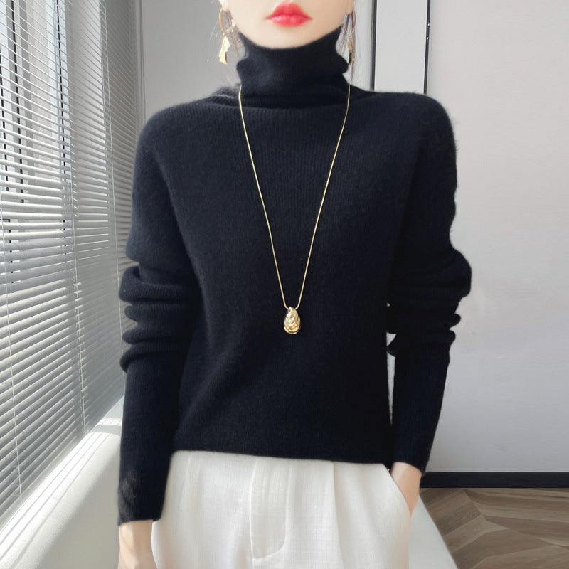 Damen Kurz geschnittener Rollkragenpullover aus weichem Kaschmir-Blend mit schmaler Silhouette Echoarchiv