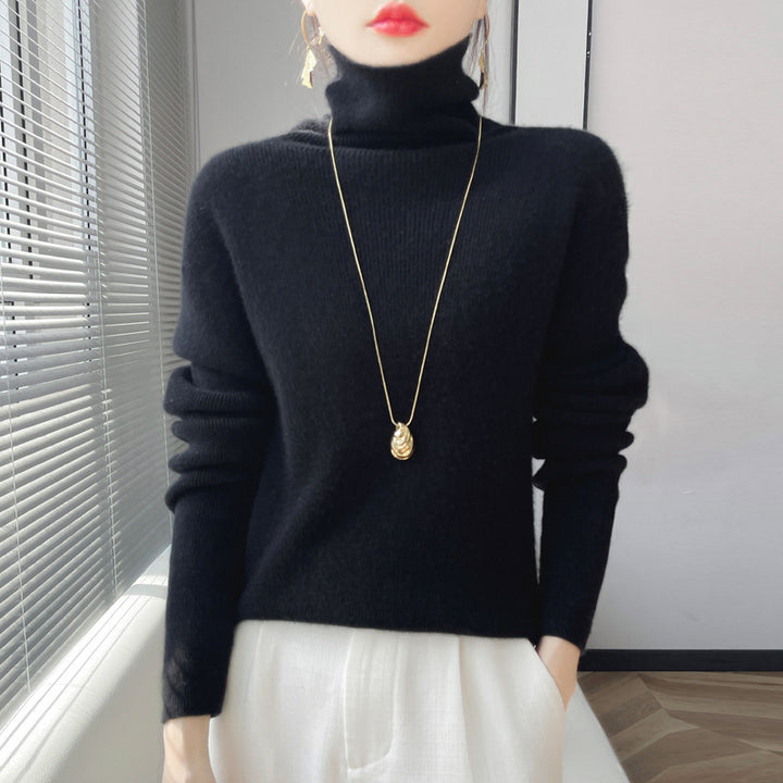 Damen Kurz geschnittener Rollkragenpullover aus weichem Kaschmir-Blend mit schmaler Silhouette Echoarchiv