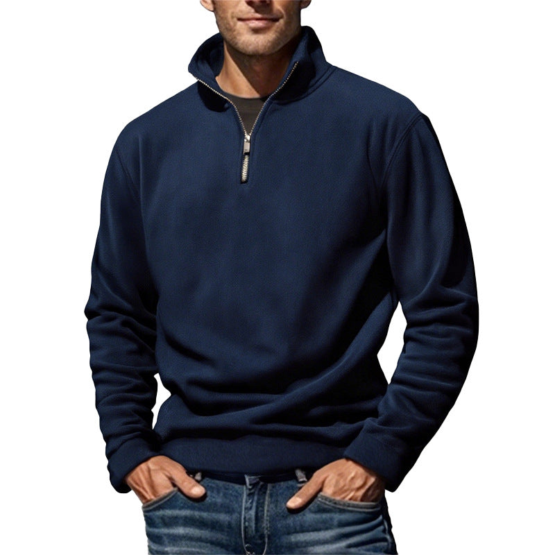 Herren nan Fleece-Halbzippullover mit Stehkragen und Rippbündchen Echo Archiv