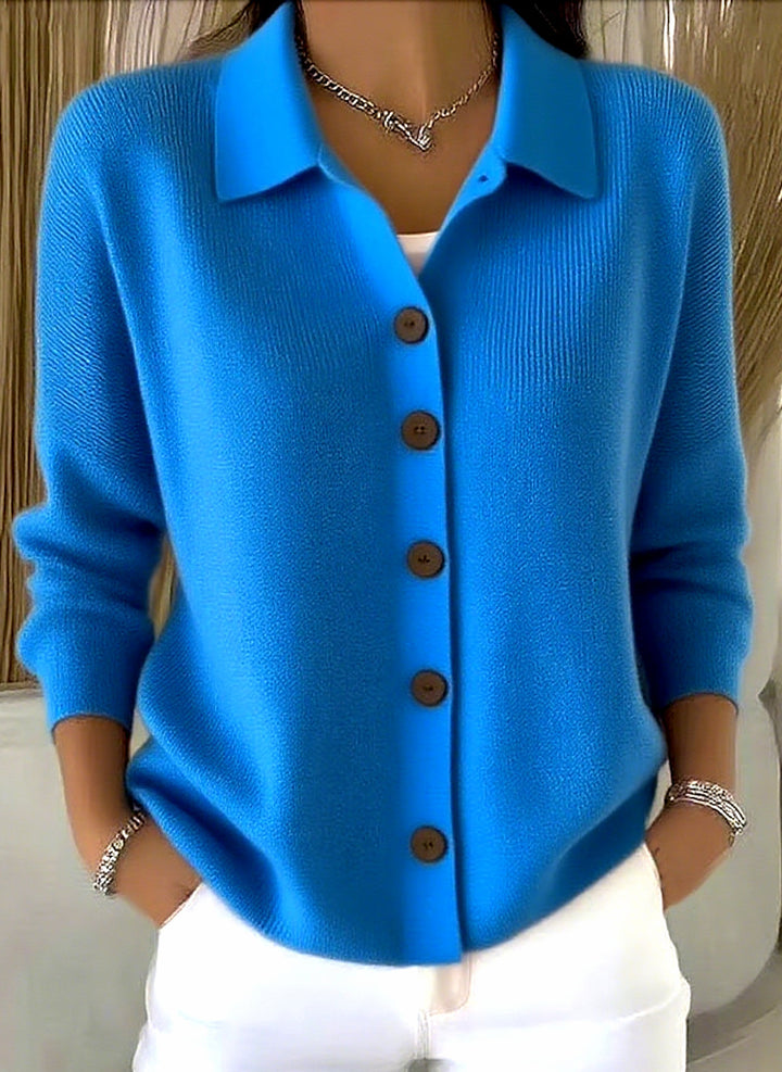 Damen nan Feinstrickjacke mit Hemdkragen und durchgehender Knopfleiste Echo Archiv