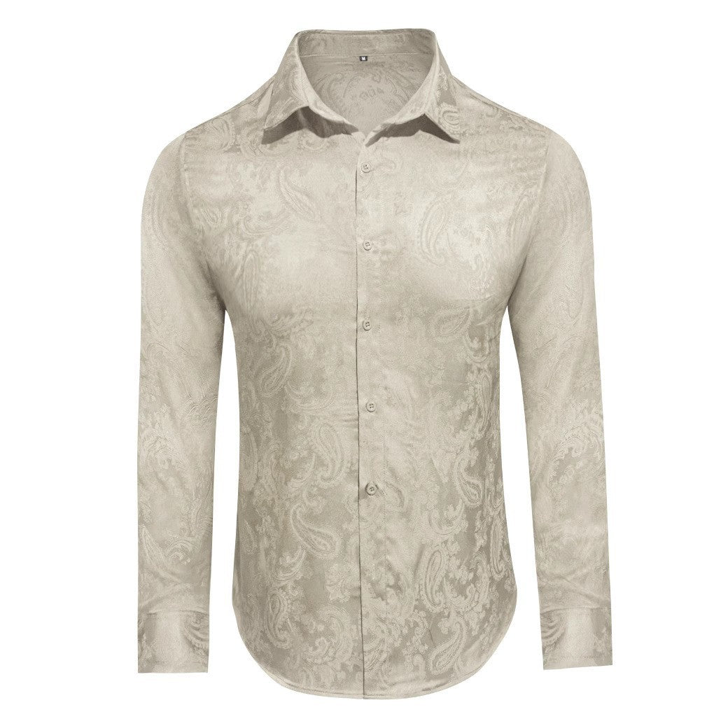 Herren Langarm Hemd mit luxuriösem Jacquard-Muster Echoarchiv
