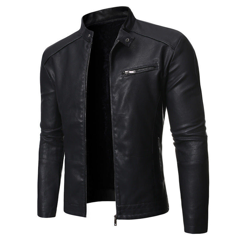 Herren modische Bikerjacke aus hochwertigem Leder mit asymmetrischem Reißverschluss und praktischen Taschen Echoarchiv