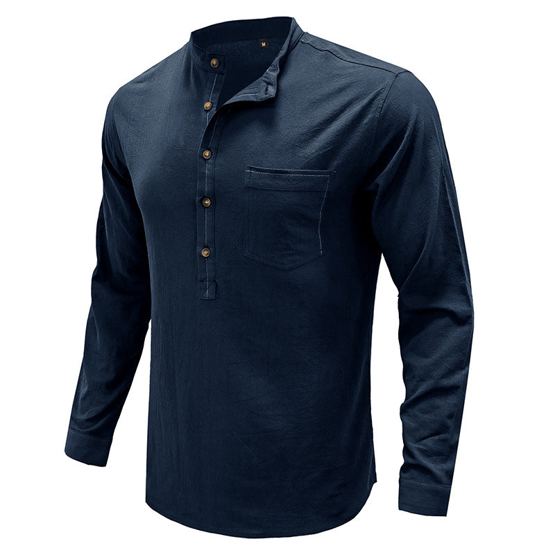 Herren Langarm-Henley-Shirt mit strapazierfähiger Baumwollmischung und modischer Knopfleiste Echoarchiv