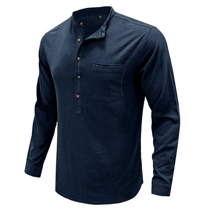 Herren Langarm-Henley-Shirt mit strapazierfähiger Baumwollmischung und modischer Knopfleiste Echoarchiv