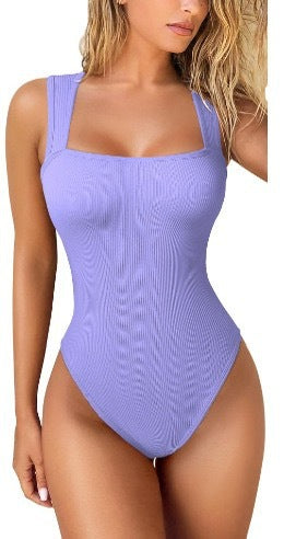 Damen Figurbetonter Bodysuit aus strukturiertem Ribstoff Echo Archiv
