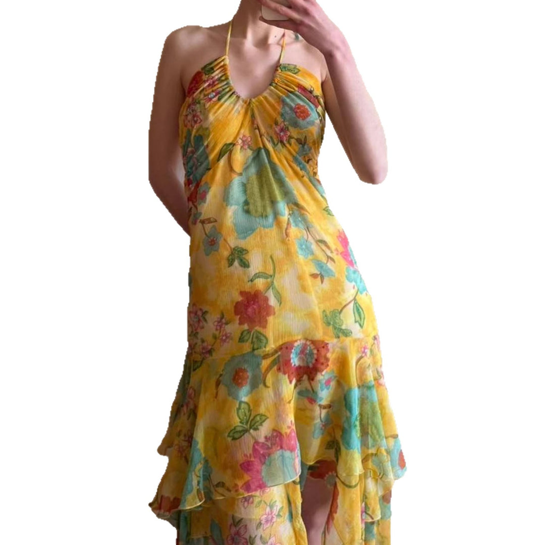 Damen Maxikleid mit floralem Lagenlook und Spaghettiträgern Echo Archiv