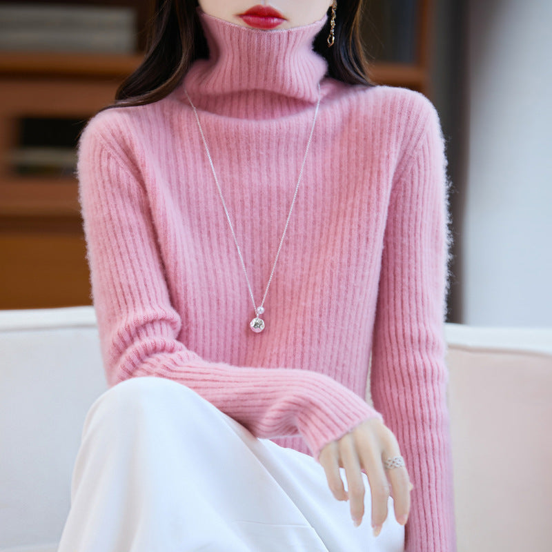 Damen Schlanker Feinstrick-Rollkragenpullover mit feiner Rippenstruktur und kaschmirähnlicher Haptik Echoarchiv