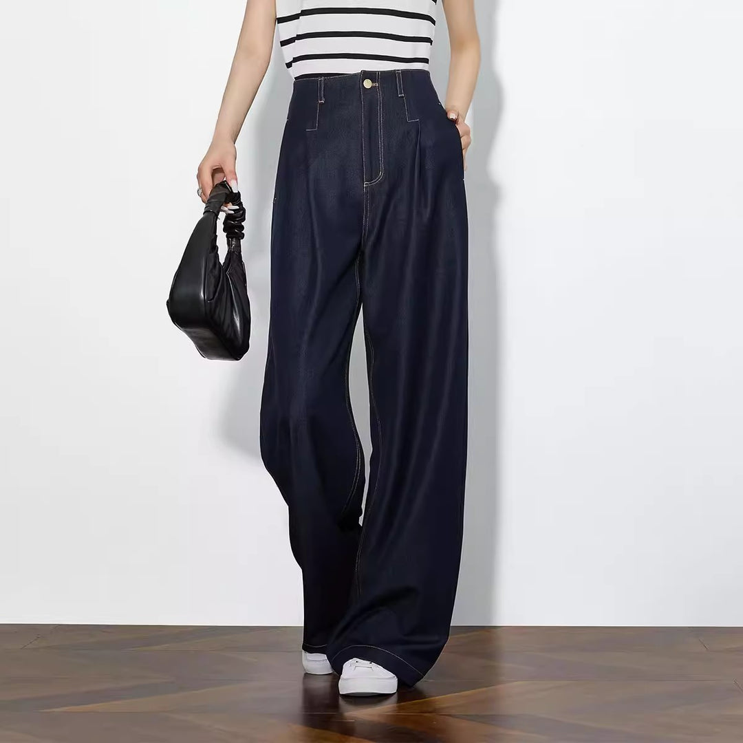 Damen Elegante Hohe Taillierte Wide-Leg Jeans Echoarchiv