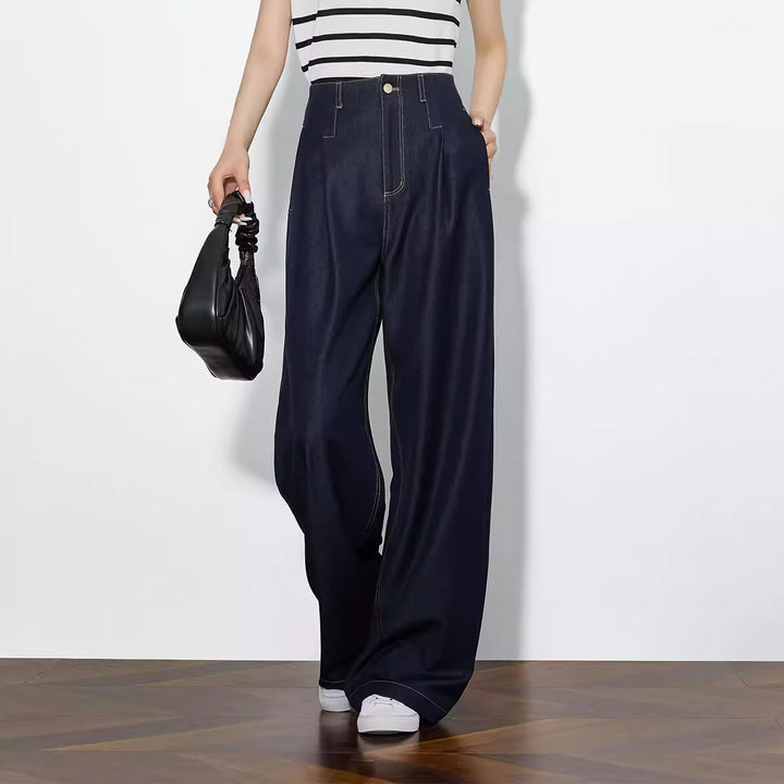 Damen Elegante Hohe Taillierte Wide-Leg Jeans Echoarchiv