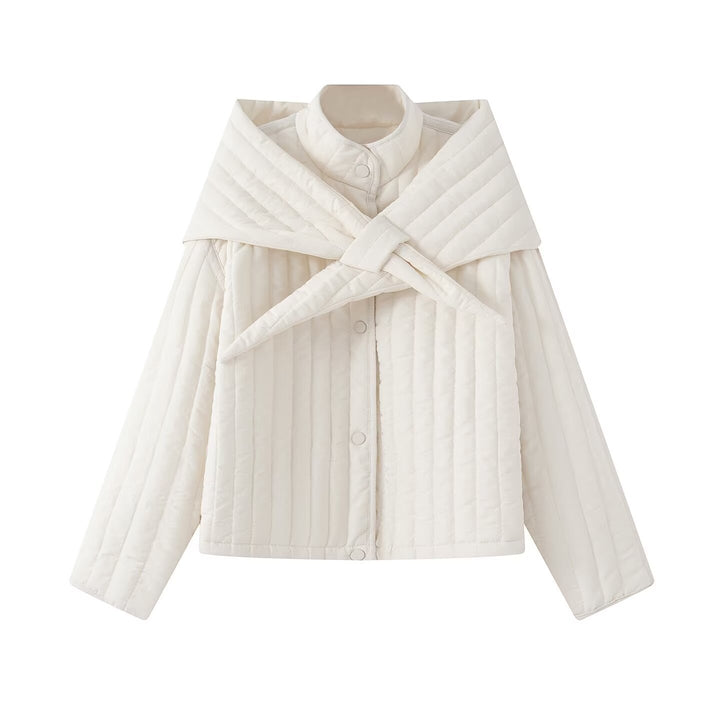 Damen Steppjacke mit übergroßem Wickelkragen und Druckknopf-Leiste Echo Archiv