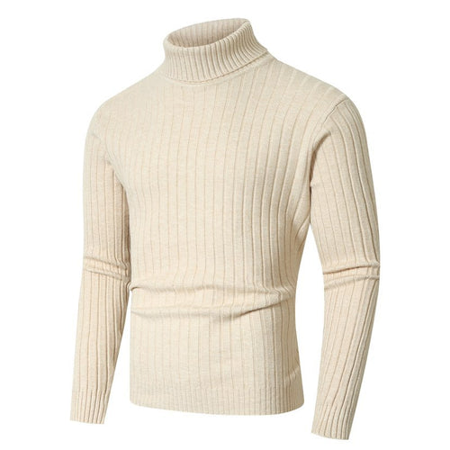 Herren Figurbetonter Rippenstrick‑Rollkragenpullover mit Stretch‑Feinstrick Echo Archiv
