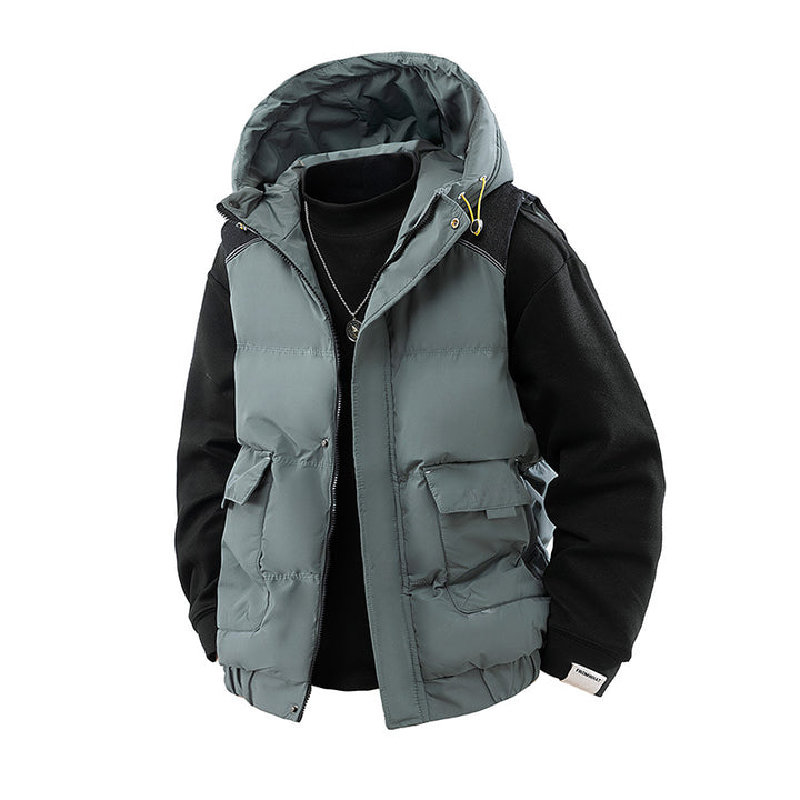 Herren Gesteppte Outdoor-Weste mit Kapuze, Cargo-Taschen und verstellbarem Saum Echoarchiv