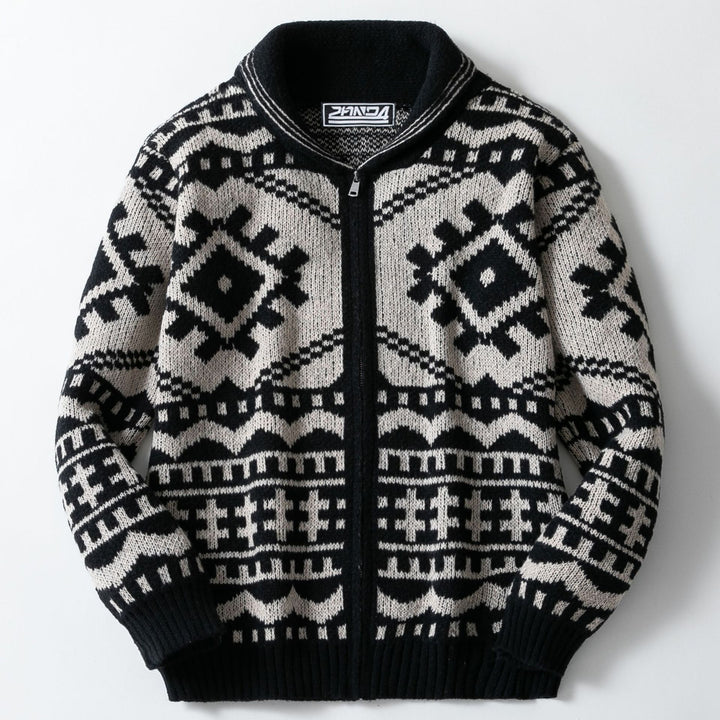 Herren Strickjacke mit Zopfmuster und Stehkragen Echoarchiv