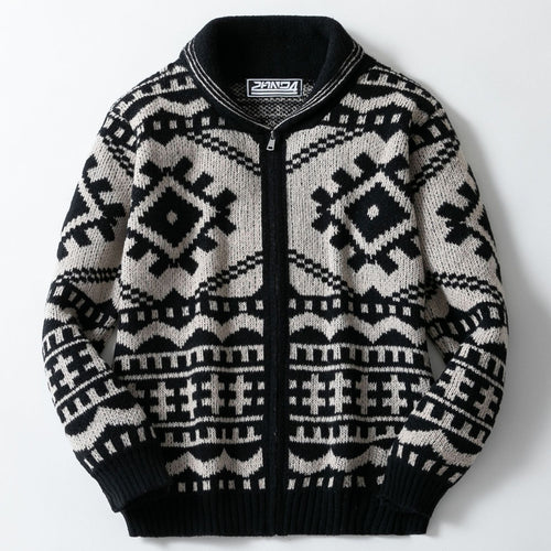 Herren Strickjacke mit Zopfmuster und Stehkragen Echoarchiv