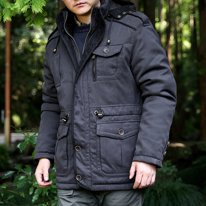 Herren nan gewatteter Fieldparka mit Kapuze, Schulterklappen und multifunktionalen Taschen Echo Archiv