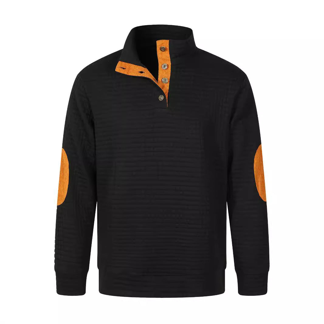 Herren Bequemer Sweatpullover mit Knopfleiste und Kontrastelementen Echoarchiv