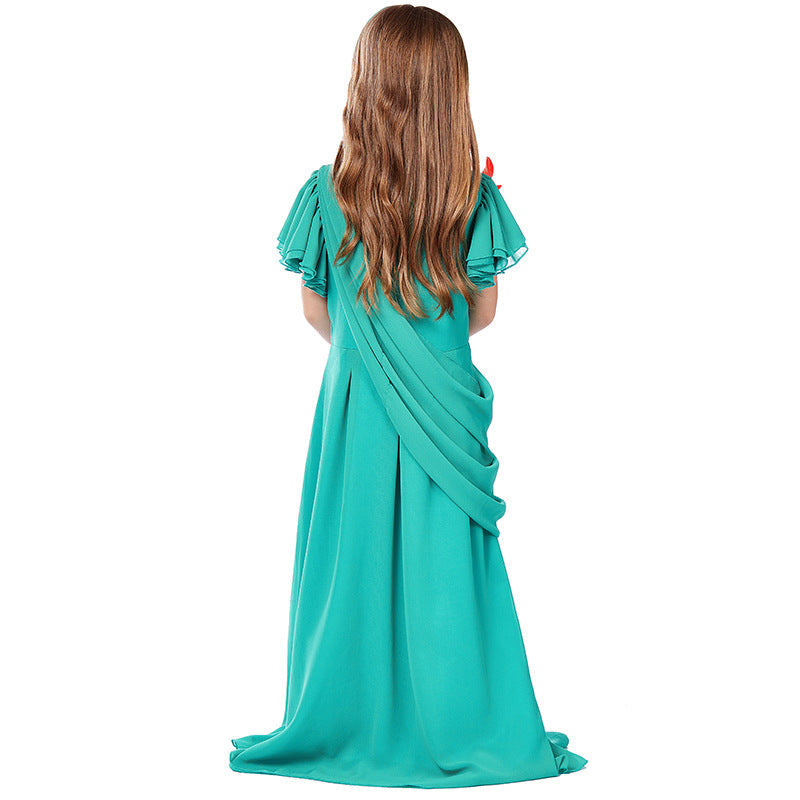 Mädchen Kostüm als Freiheitsstatue mit elegantem Kleid und Accessoires Echo Archiv