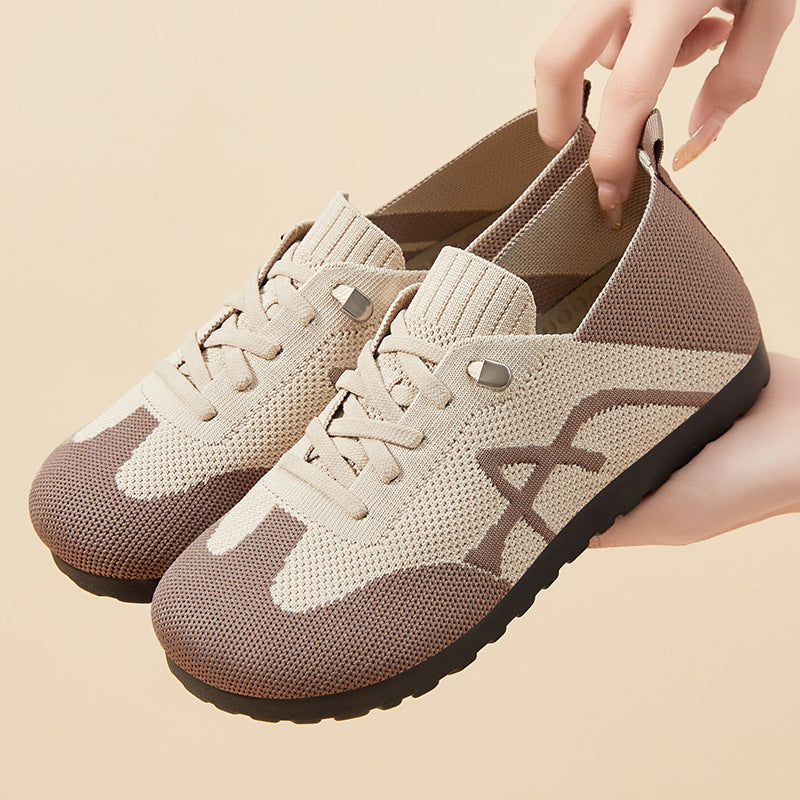 Damen nan komfortabler gestrickter Slip-On Sneaker mit elastischem Schaft, dekorativer Schnürung und flexibler rutschfester Laufsohle Echo Archiv