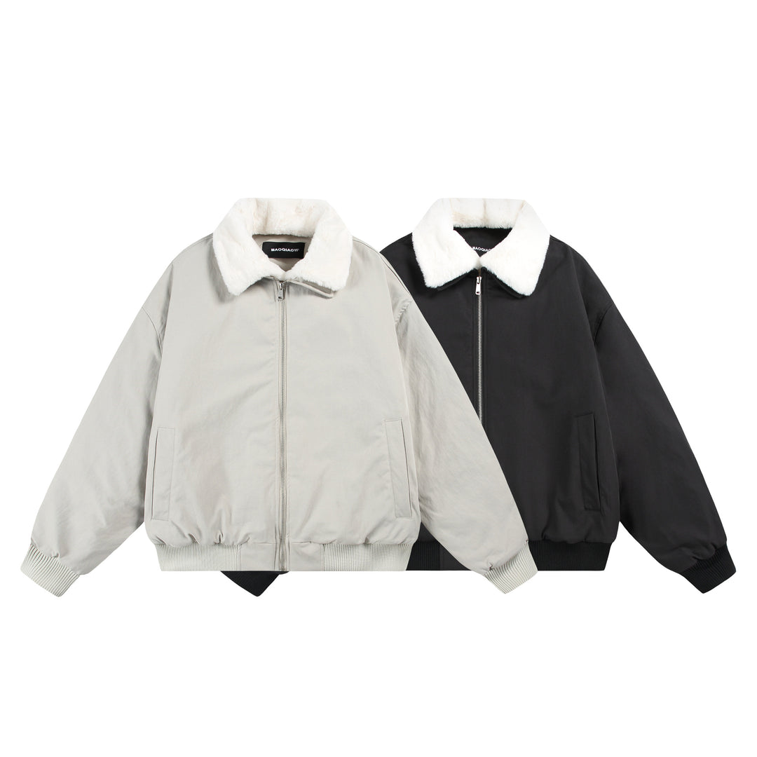 Herren Boxy Bomberjacke mit Teddykragen und geripptem Saum Echoarchiv