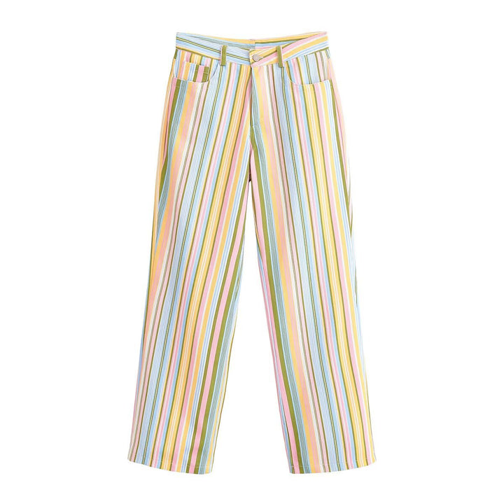 Damen weite High-Waist-Hose mit breitem Bund und Eingrifftaschen Echo Archiv