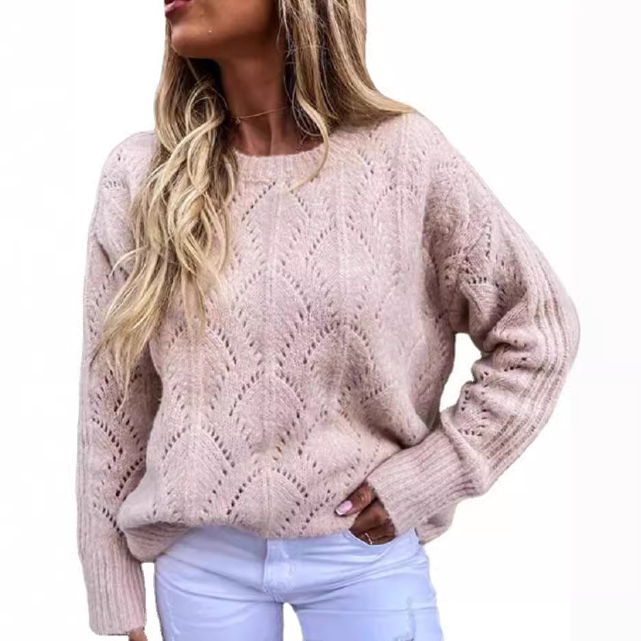Damen Oversize Ajourstrick-Pullover mit Rundhalsausschnitt Echo Archiv