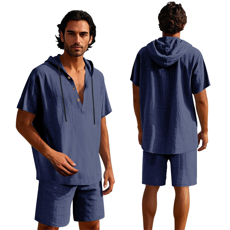Herren lässiger Freizeit-Hoodie mit kurzer Hose Echoarchiv
