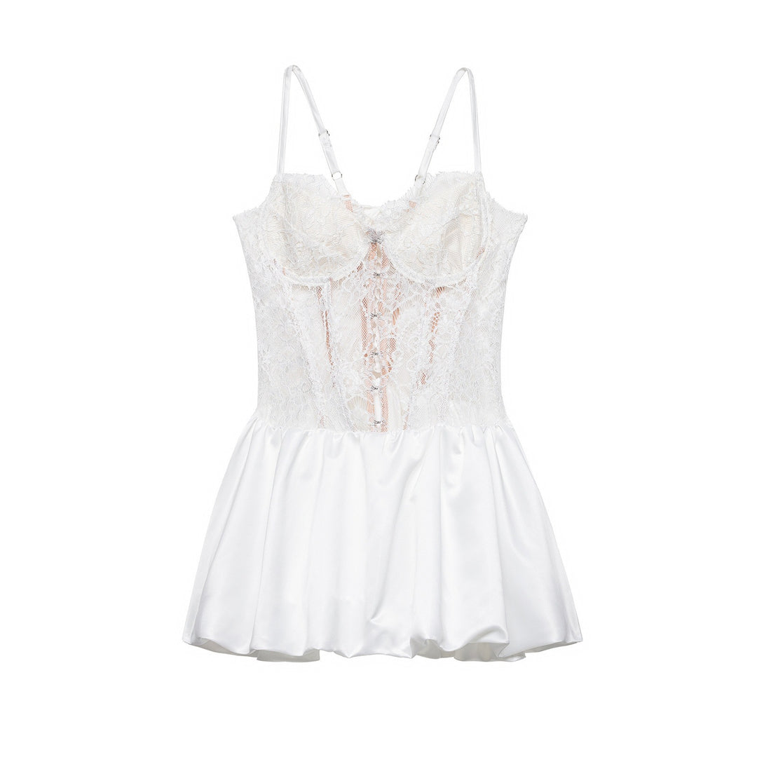 Damen Spitzen-Nachtkleid mit hochwertiger Satin-Rockpartie Echo Archiv