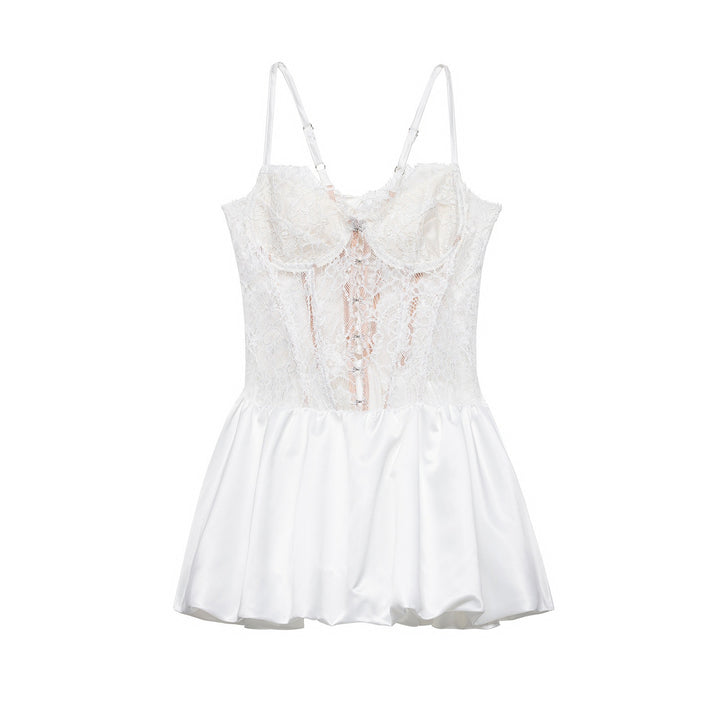 Damen Spitzen-Nachtkleid mit hochwertiger Satin-Rockpartie Echo Archiv