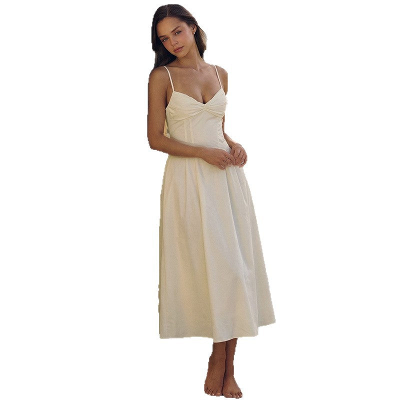 Damen Maxikleid mit tiefem V-Ausschnitt und fließendem Rock Echo Archiv