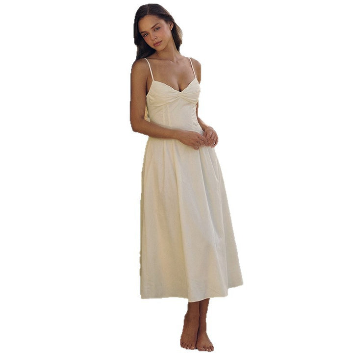 Damen Maxikleid mit tiefem V-Ausschnitt und fließendem Rock Echo Archiv