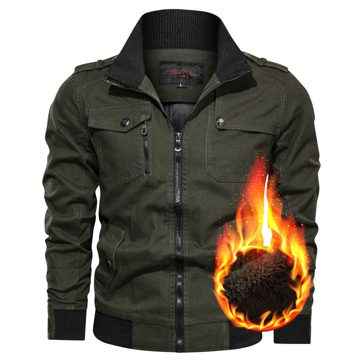 Herren Kurzblouson im Fieldstil mit Teddyfutter und Multifunktionstaschen – Taviero