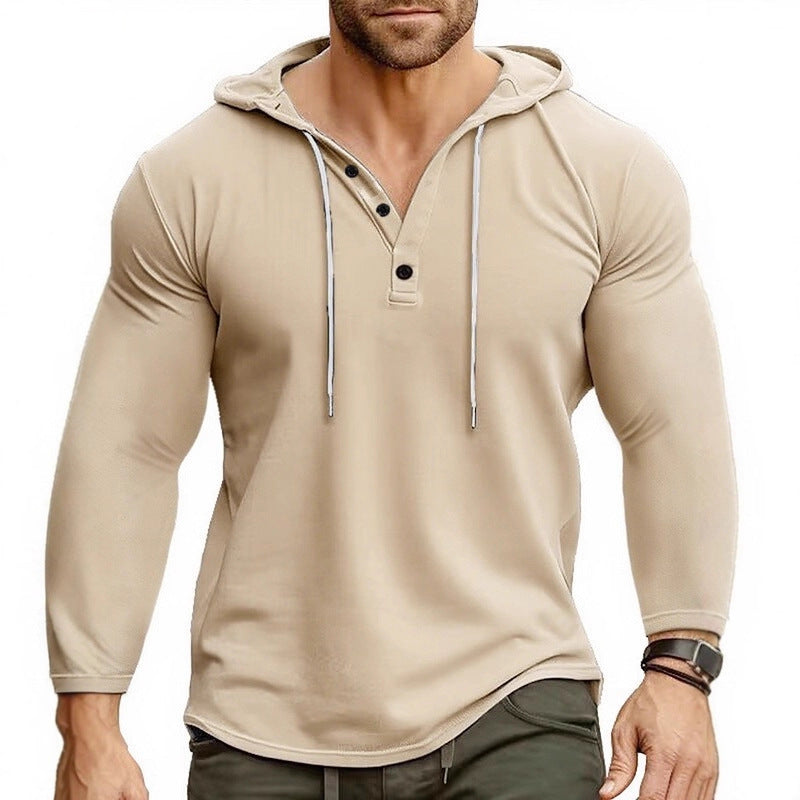Herren Kapuzenshirt mit modernem Knopfverschluss und atmungsaktivem Stoff Echoarchiv