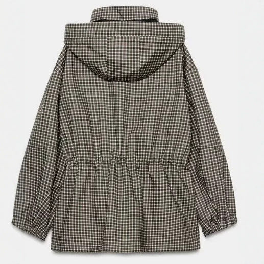 Damen karierter Anorak mit Kapuze und Tunnelzug Echo Archiv