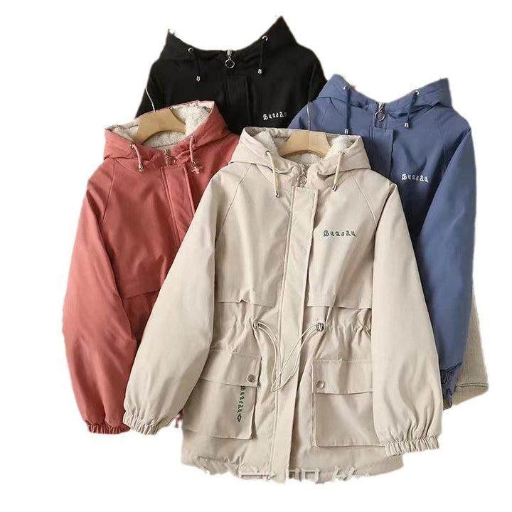Damen gefütterte Parka-Jacke mit Kapuze und verstellbarem Taillenzug – Avérine