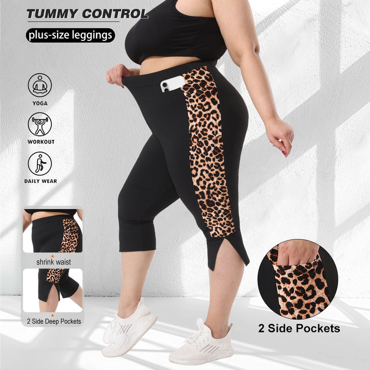 Damen Sculpting-Capri-Leggings mit hohem Taillenbund, Bauchkontrolle und seitlichen Einschubtaschen – Avélisse
